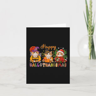 Cat Halloween Christmas Happy Hallothanksmas Thank Card