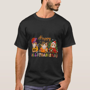Cat Halloween Christmas Happy Hallothanksmas Thank T-Shirt