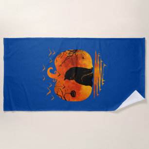 CAT HALLOWEEN COSTUME PUMPKIN CATS LOVER FALL SEAS BEACH TOWEL