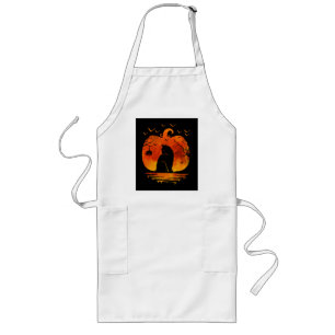 CAT HALLOWEEN COSTUME PUMPKIN CATS LOVER FALL SEAS LONG APRON