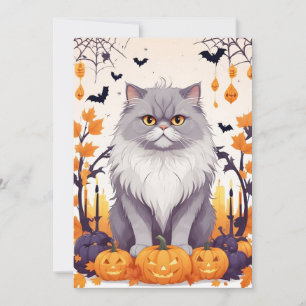 Cat Halloween Cute Adorable Funny Animal Cartoon  Invitation