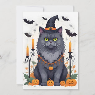 Cat Halloween Cute Adorable Funny Animal Cartoon  Save The Date