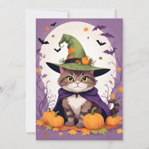 Cat Halloween Cute Adorable Funny Animal Cartoon Save The Date