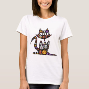 Cat Halloween Emoji Scary Frightful Spooky Icons. T-Shirt