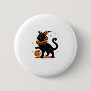Cat Halloween Funny Spooky Season Cat Witch Pumpki 2 Inch Round Button