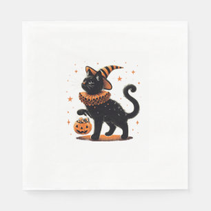 Cat Halloween Funny Spooky Season Cat Witch Pumpki Napkin