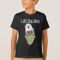Cat Halloween Ghost I Scream Ice Cream Pun