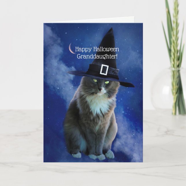 Cat Halloween Granddaughter Super Cute Card (Front)