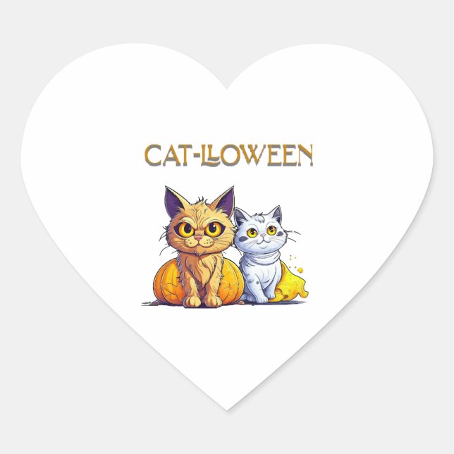 Cat halloween   heart sticker (Front)