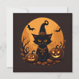 Cat halloween  holiday card
