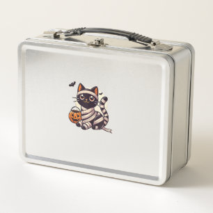Cat Halloween Mummy Cute Cat Kids  Metal Lunch Box