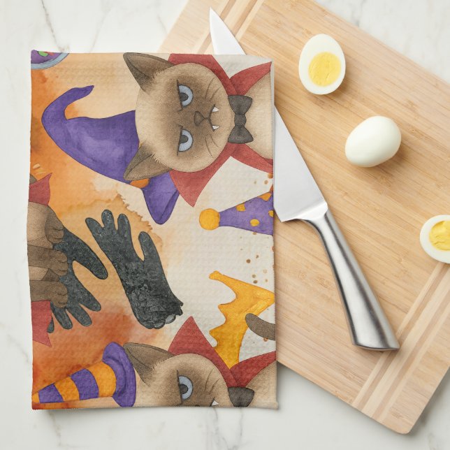 Cat Halloween Party  Kitchen Towel (Quarter Fold)