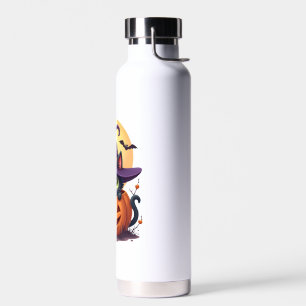 Cat Halloween Pumpkin Black Cat Water Bottle