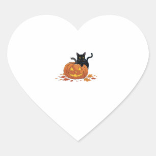 Cat Halloween Pumpkin For Women Men Kids Heart Sticker