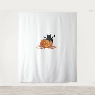 Cat Halloween Pumpkin For Women Men Kids Tapestry