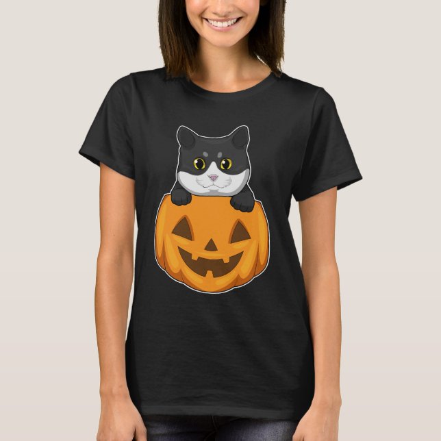 Cat Halloween Pumpkin T-Shirt (Front)