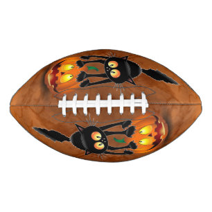 Cat Halloween Scared Cartoon on Pumpkin Football