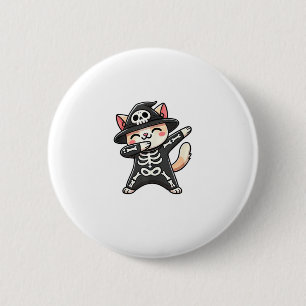 Cat Halloween Skeleton Cute Cat Kids 2 Inch Round Button