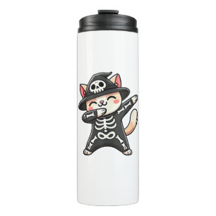 Cat Halloween Skeleton Cute Cat Kids Thermal Tumbler