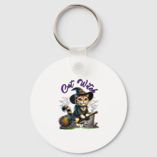 Cat Halloween Witch Costume Farmer Family Kids Tod Keychain