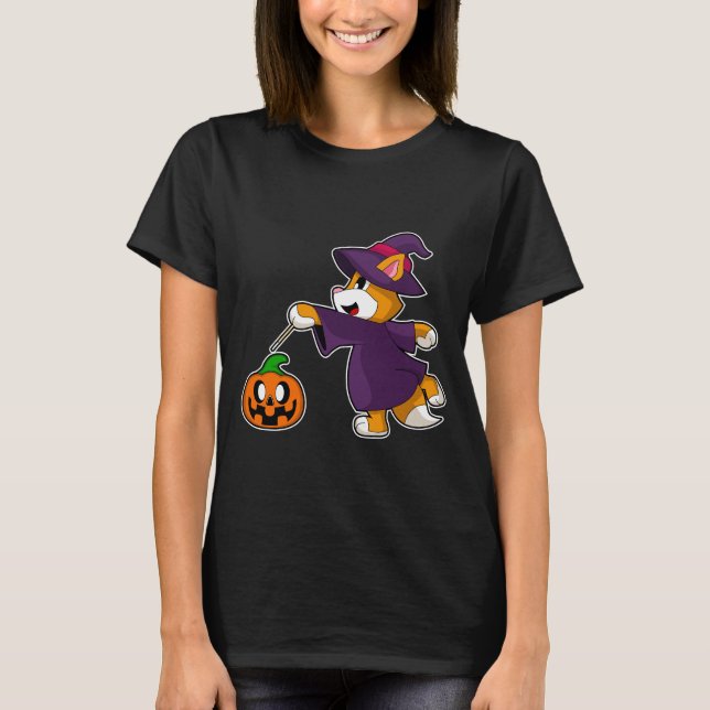 Cat Halloween Witch T-Shirt (Front)