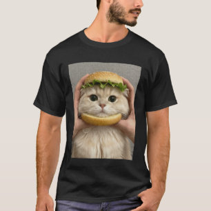 Cat Hamburger Bun Cute Funny Food Meme Fluffy Ador T-Shirt