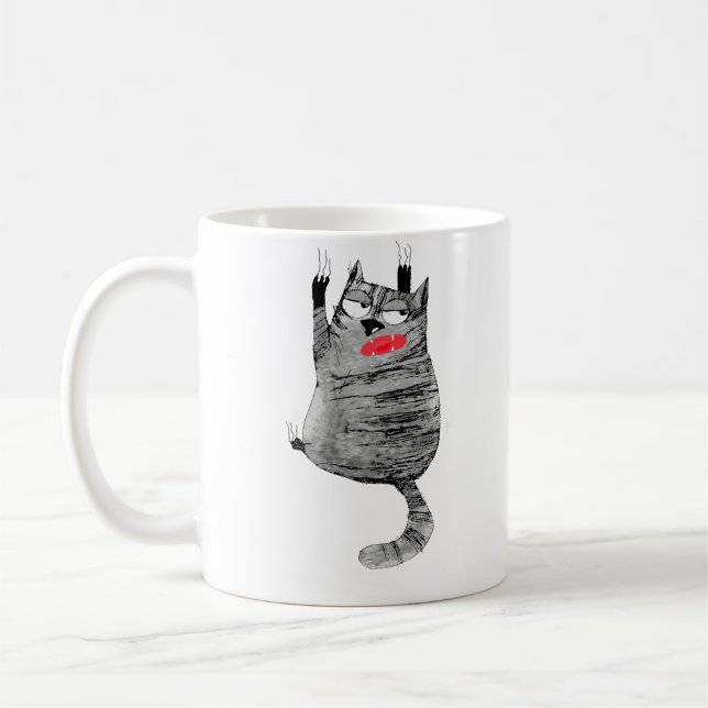 cat hanging  coffee mug (Left)