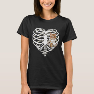 Cat Hanging Heart Skeleton Rib Cage Cats Halloween T-Shirt