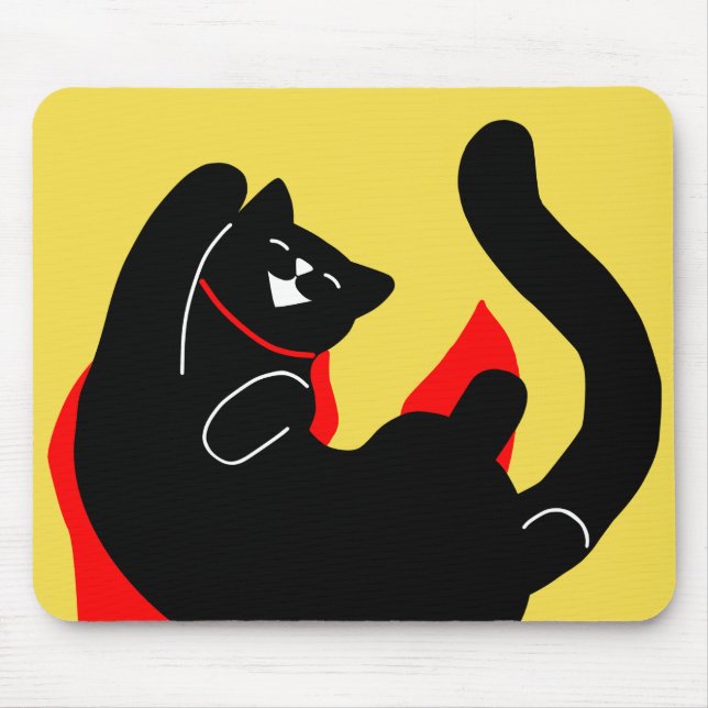 Cat Happy Cape Mousepad Simple Cute Kitty (Front)