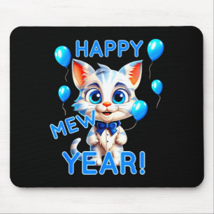 Cat Happy New Year Mew Year Funny New Years Party  Mouse Pad