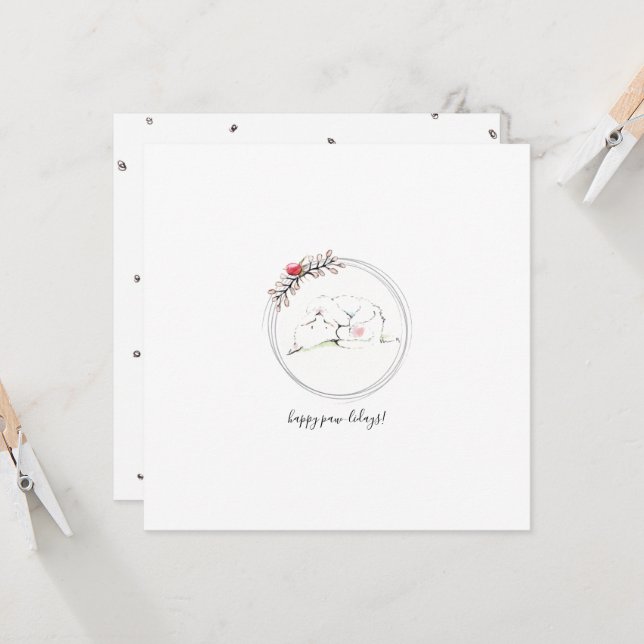 Cat Happy Paw-Lidays Christmas Card (Front/Back In Situ)