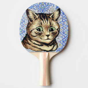 Cat head drawing by Louis Wain  Ping Pong Paddle