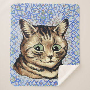 Cat head drawing by Louis Wain  Sherpa Blanket