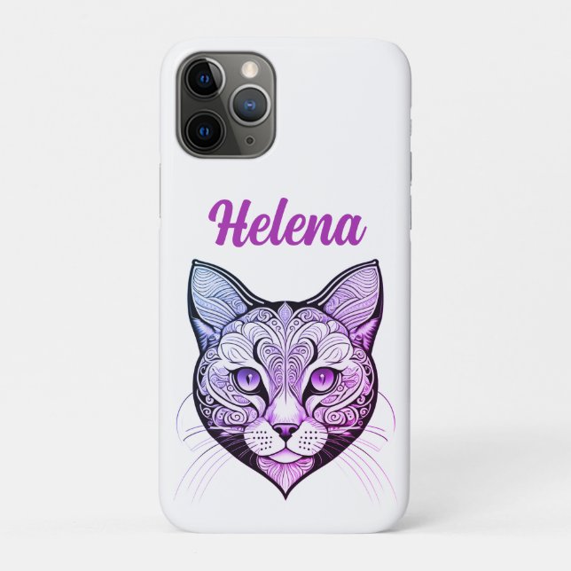 Cat head gradient blue-purple Case-Mate iPhone case (Back)