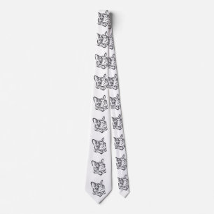 Cat head in ornament - Choose background colour Tie