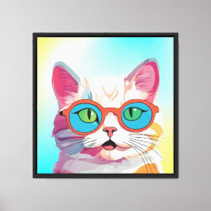 Cat Head Wearing Glasses Clipart Canvas Print