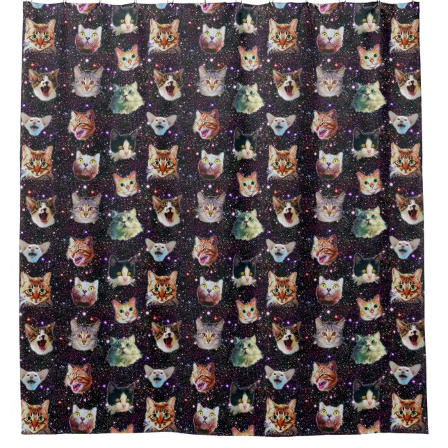 Cat Heads in Outer Space Funny Galaxy Pattern (Front)