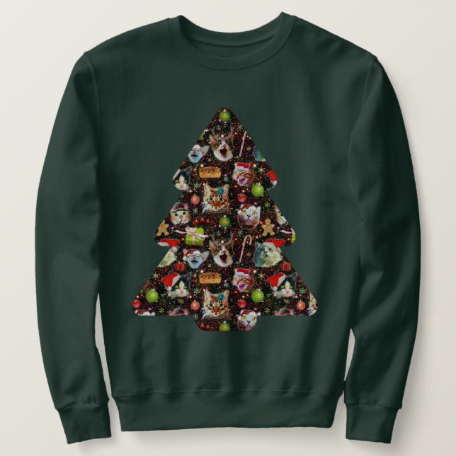 Cat Heads in Space Funny Ugly Christmas Sweater (Design Front)