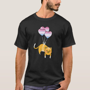 Cat Heart Balloon Bigender Pride T-Shirt
