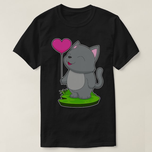 Cat Heart Balloon T-Shirt (Design Front)