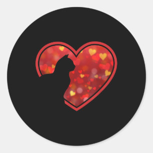 Cat Heart Cute Funny Gift For Cat Lovers Women Men Classic Round Sticker