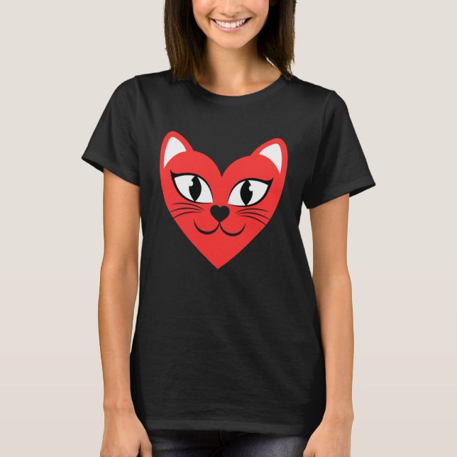 Cat Heart Face  Love Cats T-Shirt (Front)