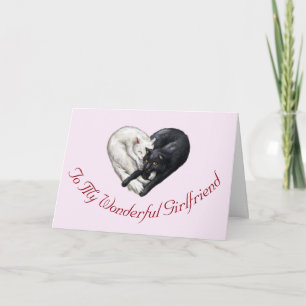 Cat Heart Girlfriend Birthday Card
