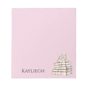 Cat Heart Glasses Books Notepad