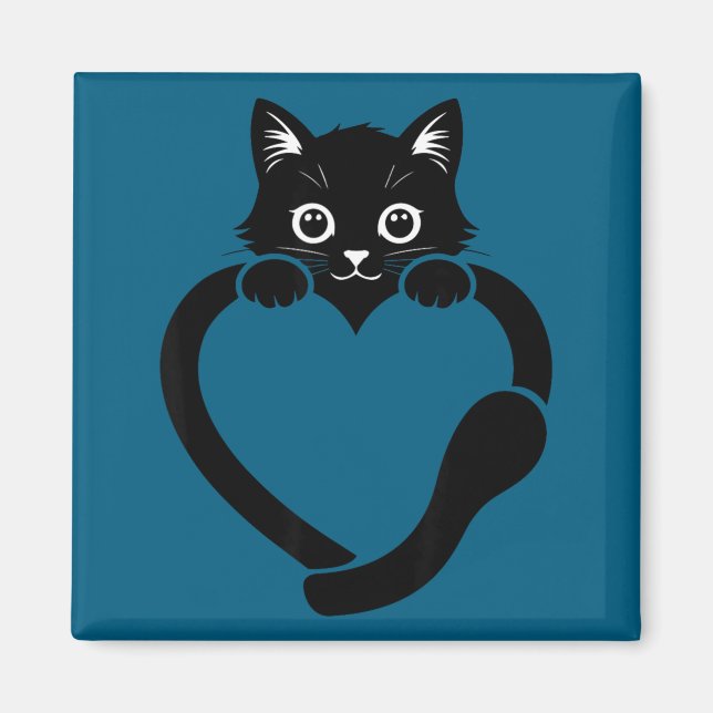Cat heart graphic love cute cat  magnet (Front)