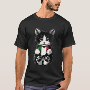 Cat Heart Italy Italian Flag Italian Roots Italian T-Shirt