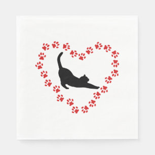 Cat & Heart made of cat paws Napkin