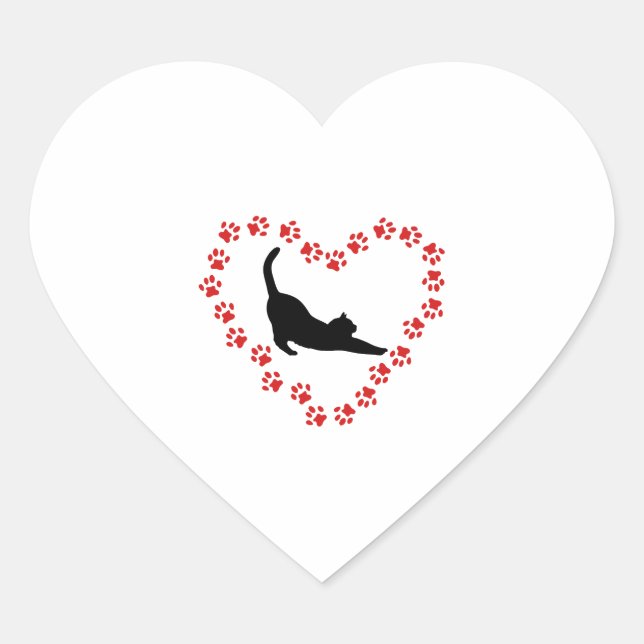 Cat & Heart made of cat paws Sticker (Front)