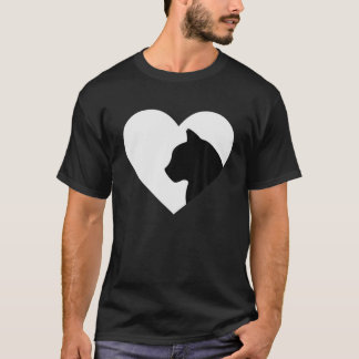 Cat Heartbeat Design Love Cats Women's Girls Black T-Shirt