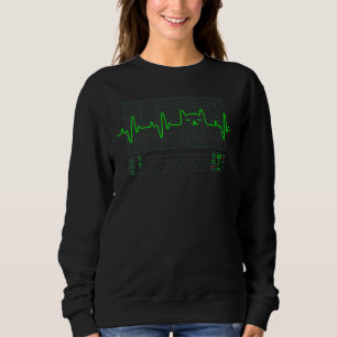 Cat Heartbeat Ecg Heart Love Cats Womens Girls Cat Sweatshirt